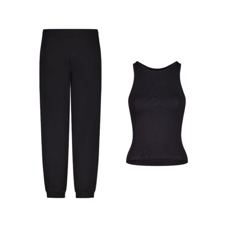 Jovito Women’s Black Jogger & Tank Set – Premium Loungewear